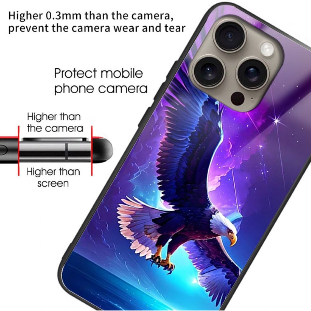 Hülle iPhone 16 Pro Max Handyhülle Flying Eagle Gehärtetes Glas