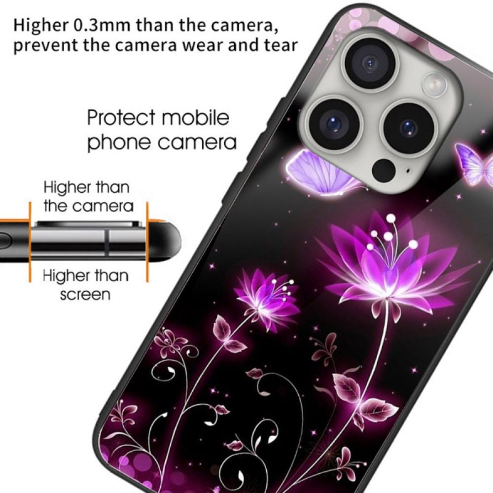 Hülle iPhone 16 Pro Max Handyhülle Lotus Fluoreszierendes Gehärtetes Glas