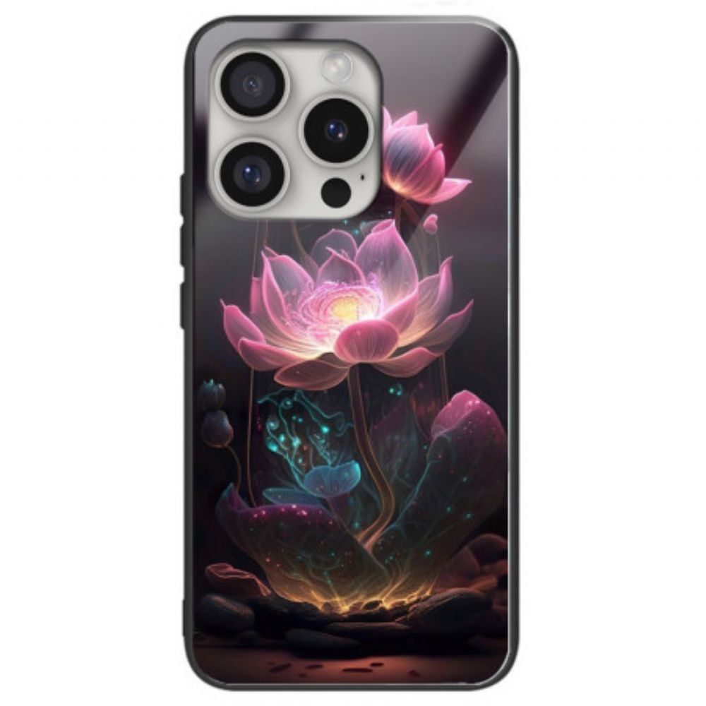 Hülle iPhone 16 Pro Max Handyhülle Rosa Lotus-hartglas