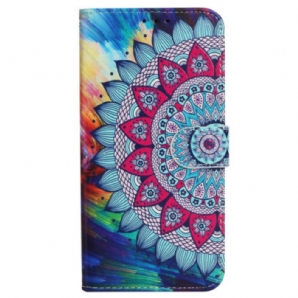 Lederhüllen Für iPhone 16 Pro Max Mandala-blume Mit Riemen