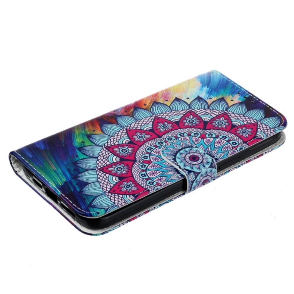 Lederhüllen Für iPhone 16 Pro Max Mandala-blume Mit Riemen