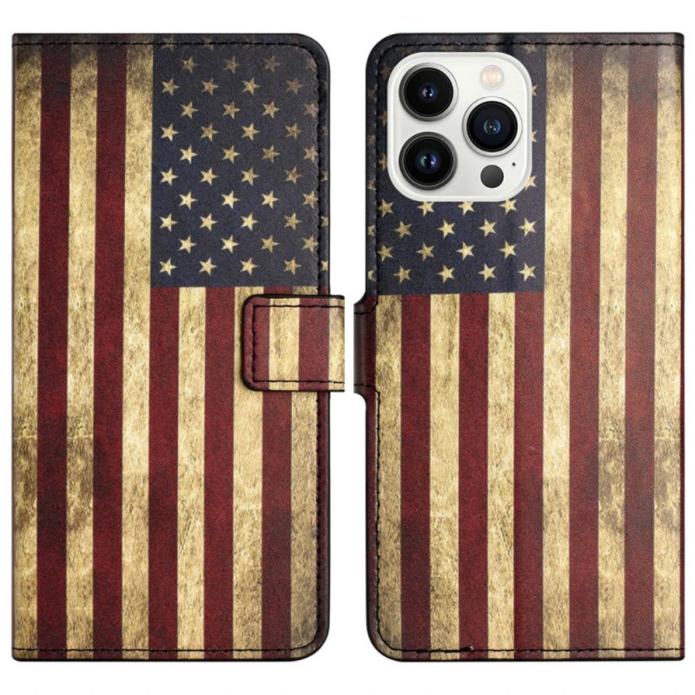 Lederhüllen iPhone 16 Pro Max Amerikanische Flagge