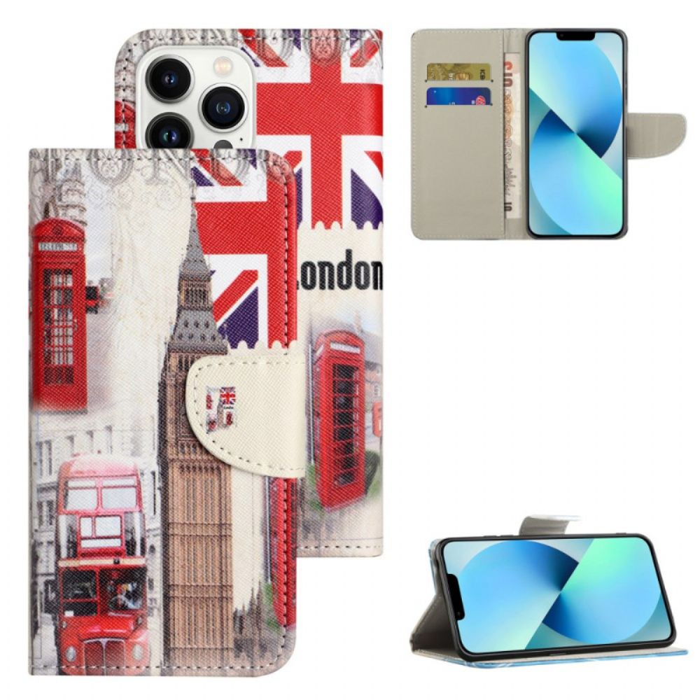 Lederhüllen iPhone 16 Pro Max Handyhülle Londoner Leben