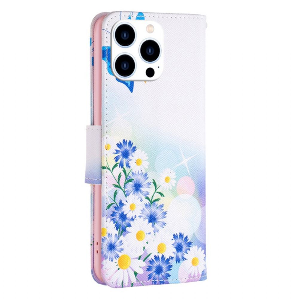 Lederhüllen iPhone 16 Pro Max Schmetterling Und Blumen