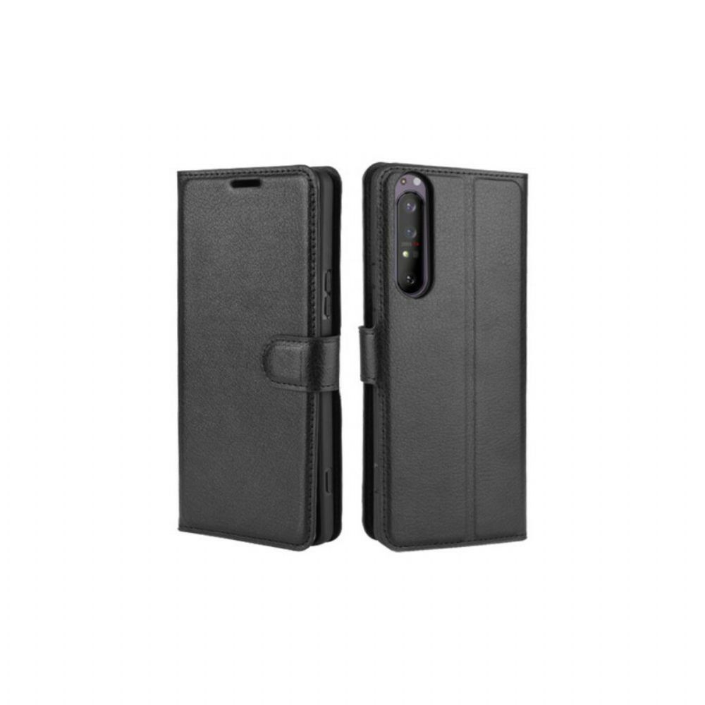 Flip Case Für Sony Xperia 1 II Kunstleder Litschi