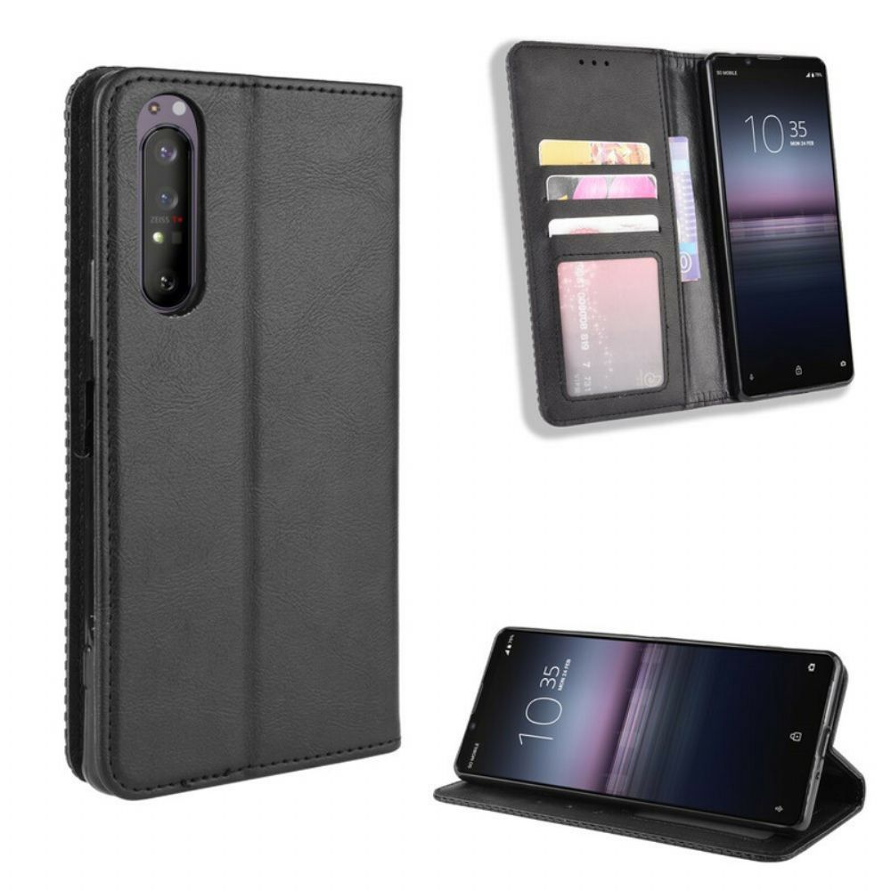 Schutzhülle Für Sony Xperia 1 II Flip Case Stilisierter Vintage-ledereffekt