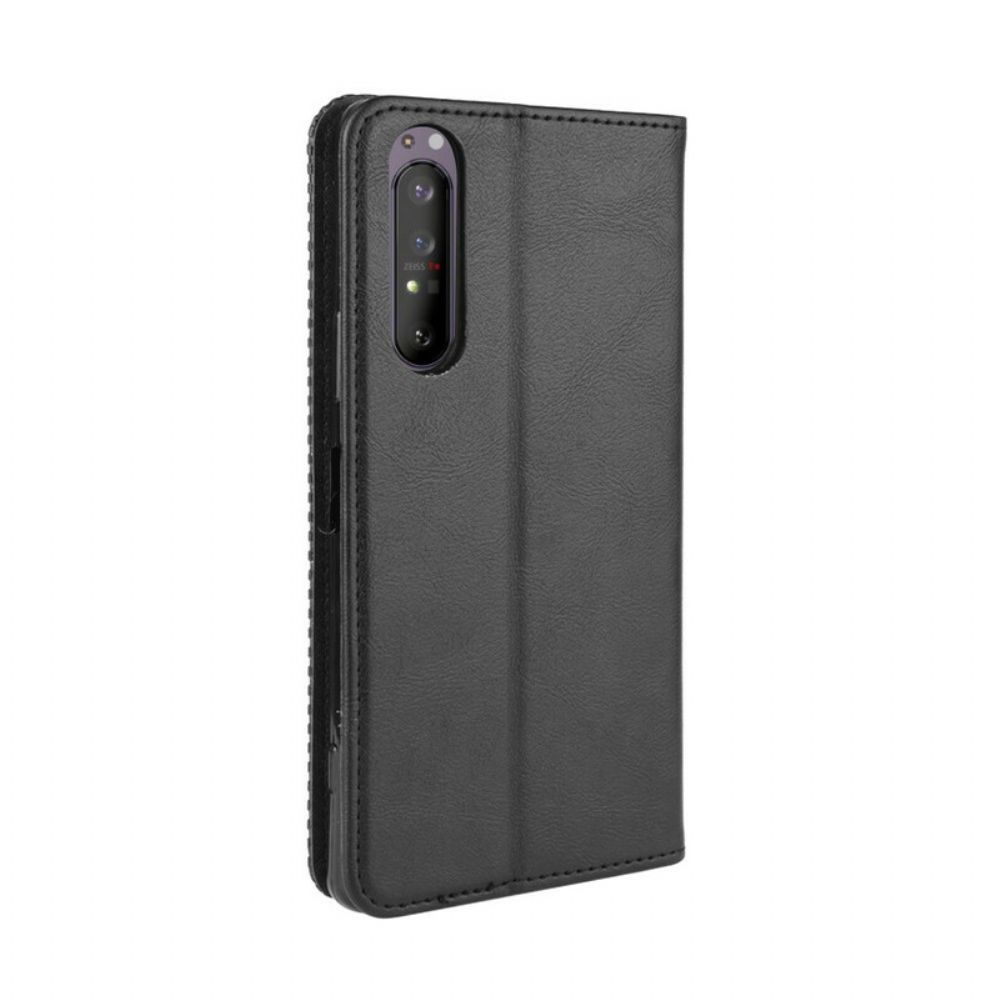 Schutzhülle Für Sony Xperia 1 II Flip Case Stilisierter Vintage-ledereffekt