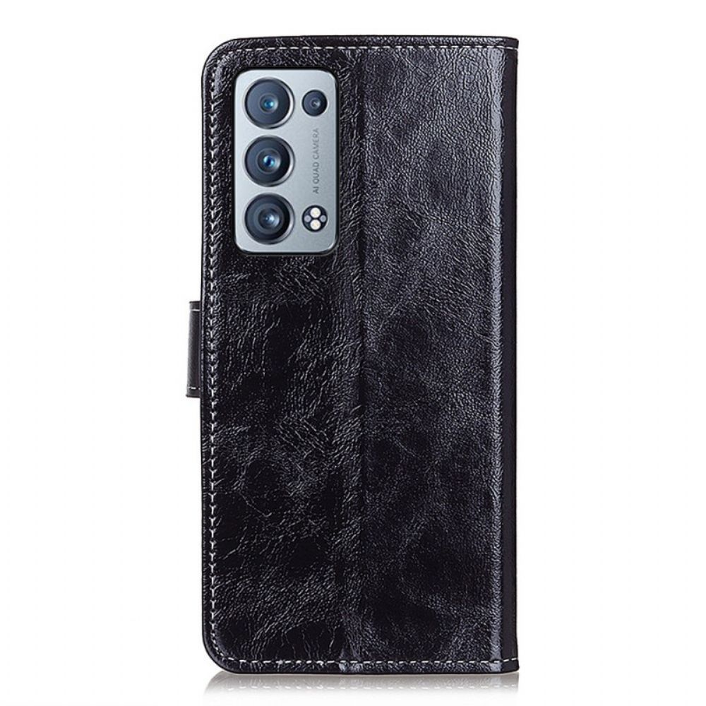 Flip Case Für Oppo Reno 6 Pro 5G Crazy Horse Couture-textur