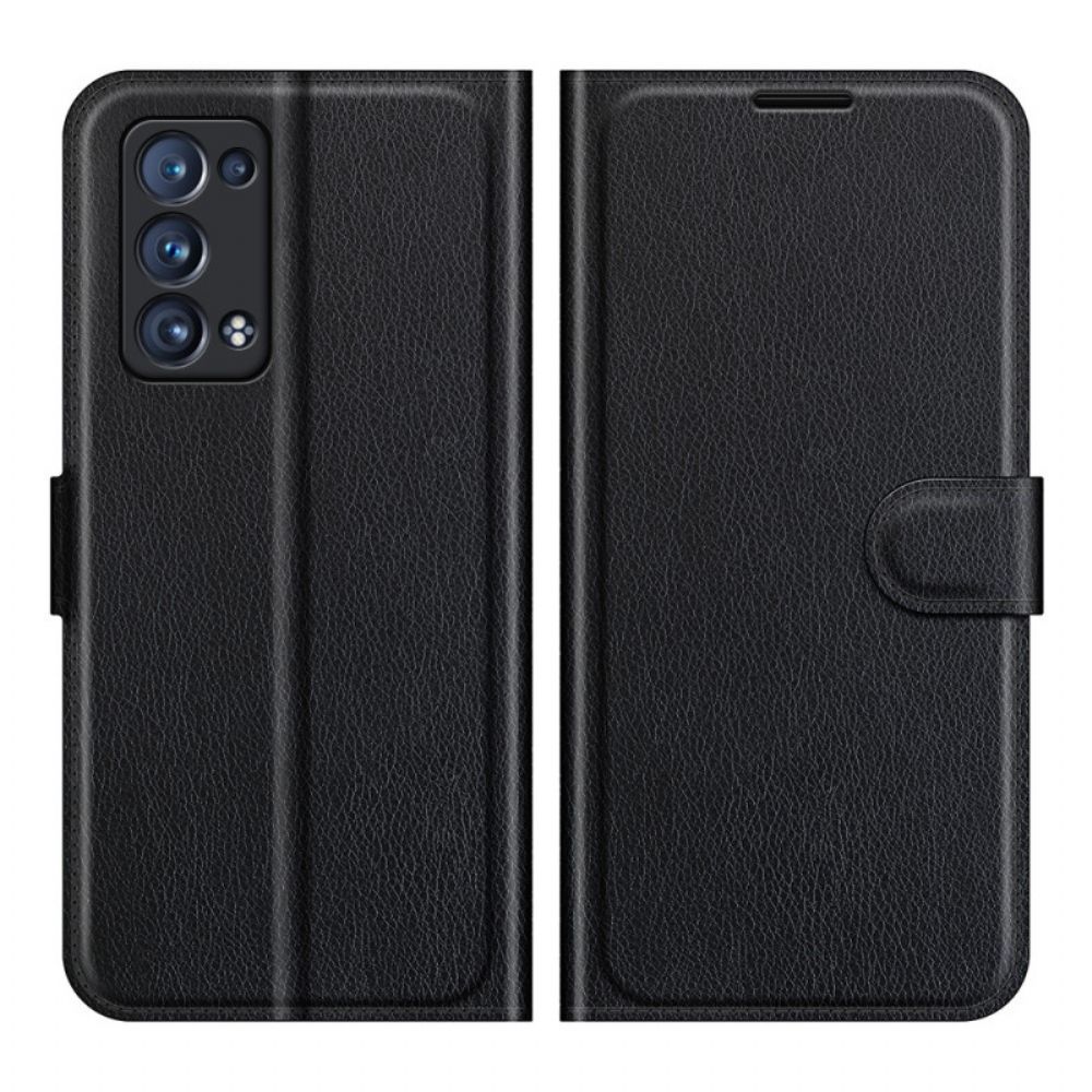 Flip Case Für Oppo Reno 6 Pro 5G Klassische Litschi-textur