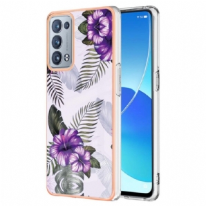 Handyhülle Für Oppo Reno 6 Pro 5G Lila Hibiskusmuster