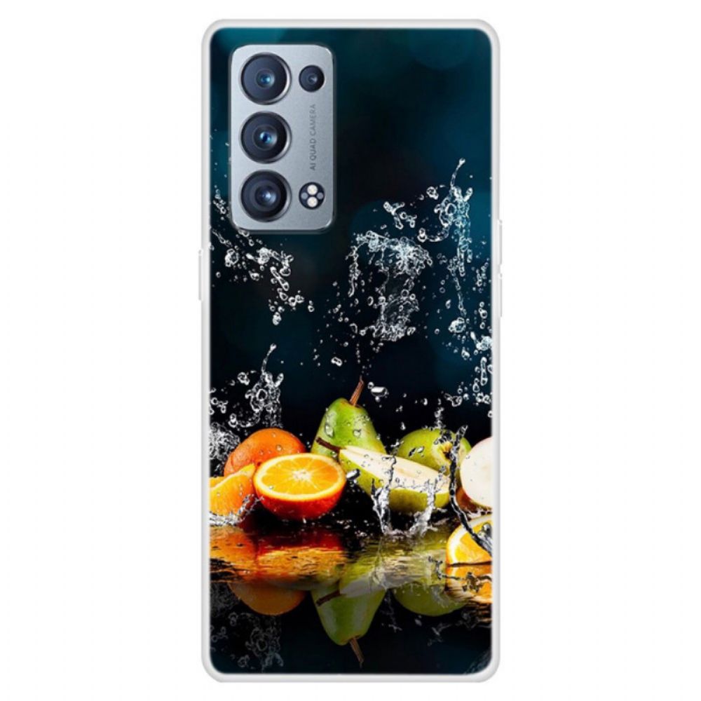 Handyhülle Für Oppo Reno 6 Pro 5G Trompe-l'oeil-früchte Und Wasser