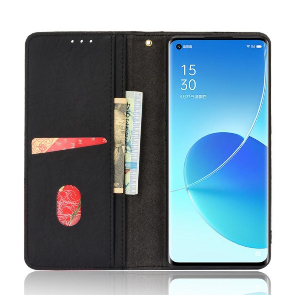 Schutzhülle Für Oppo Reno 6 Pro 5G Flip Case Zweifarbiges Dreieck