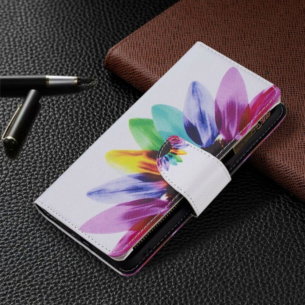 Flip Case Für Xiaomi Redmi Note 10 5G Blumentasche Mit Reißverschluss