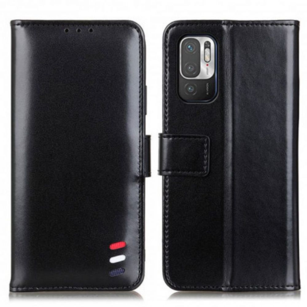 Flip Case Für Xiaomi Redmi Note 10 5G Dreifarbiger Ledereffekt