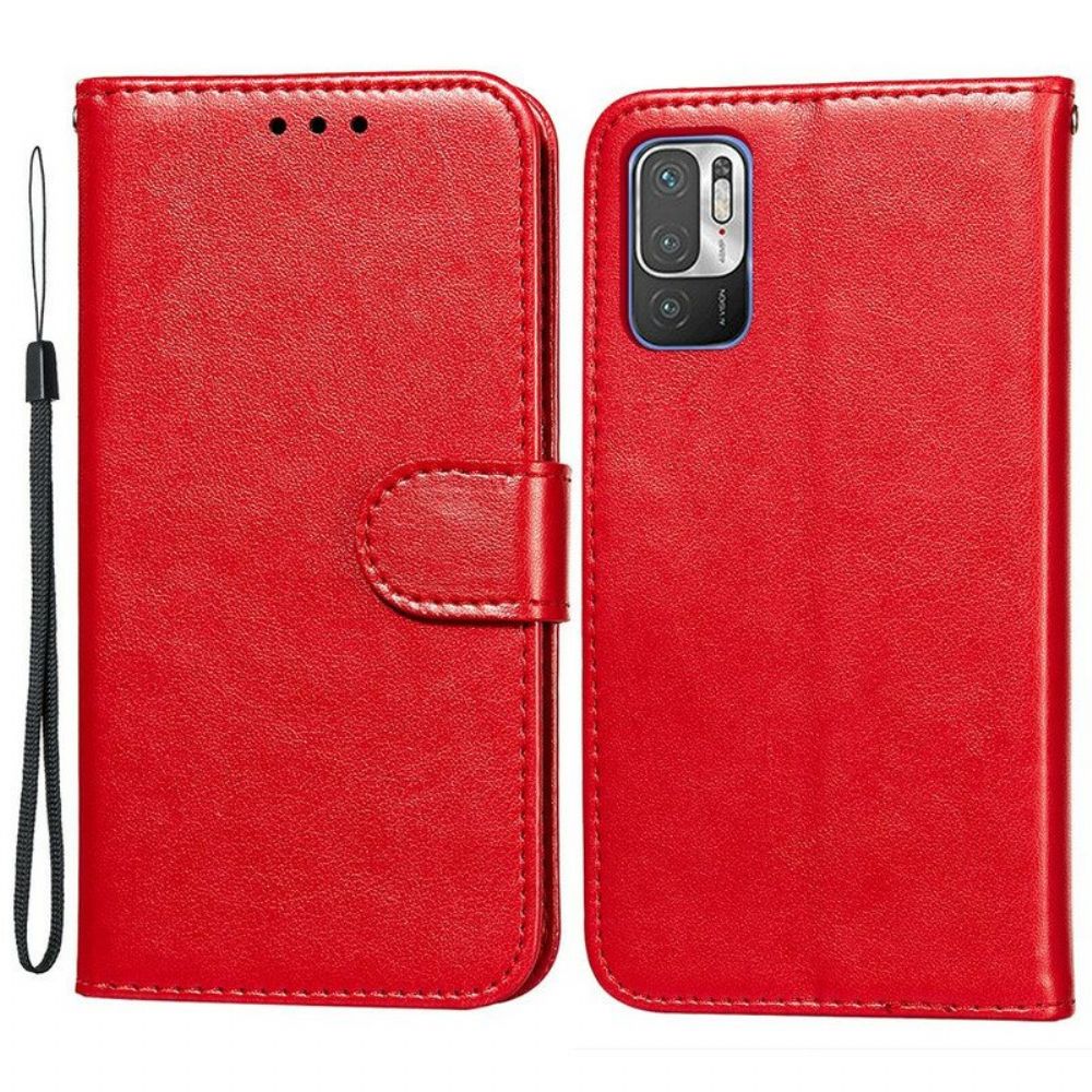 Flip Case Für Xiaomi Redmi Note 10 5G Lederdesign Mit Riemen