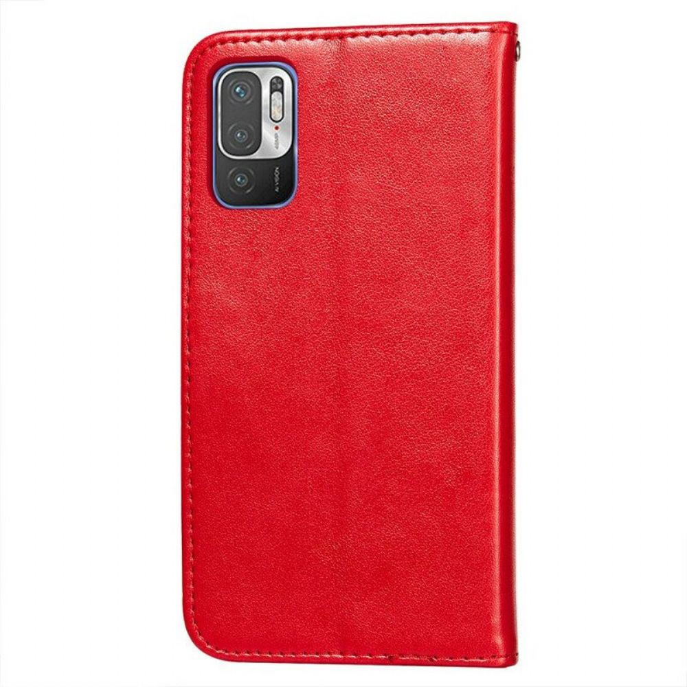 Flip Case Für Xiaomi Redmi Note 10 5G Lederdesign Mit Riemen