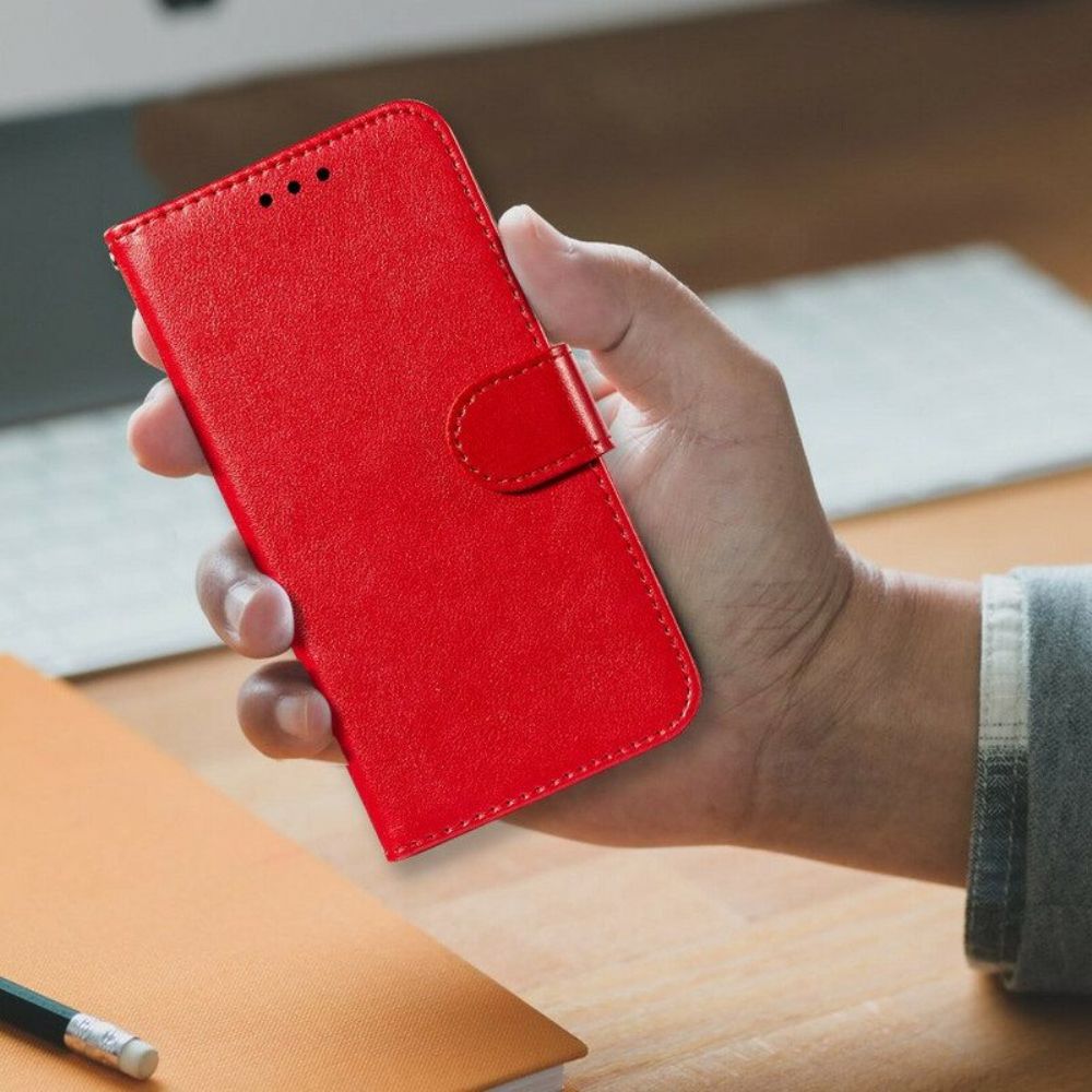 Flip Case Für Xiaomi Redmi Note 10 5G Lederdesign Mit Riemen