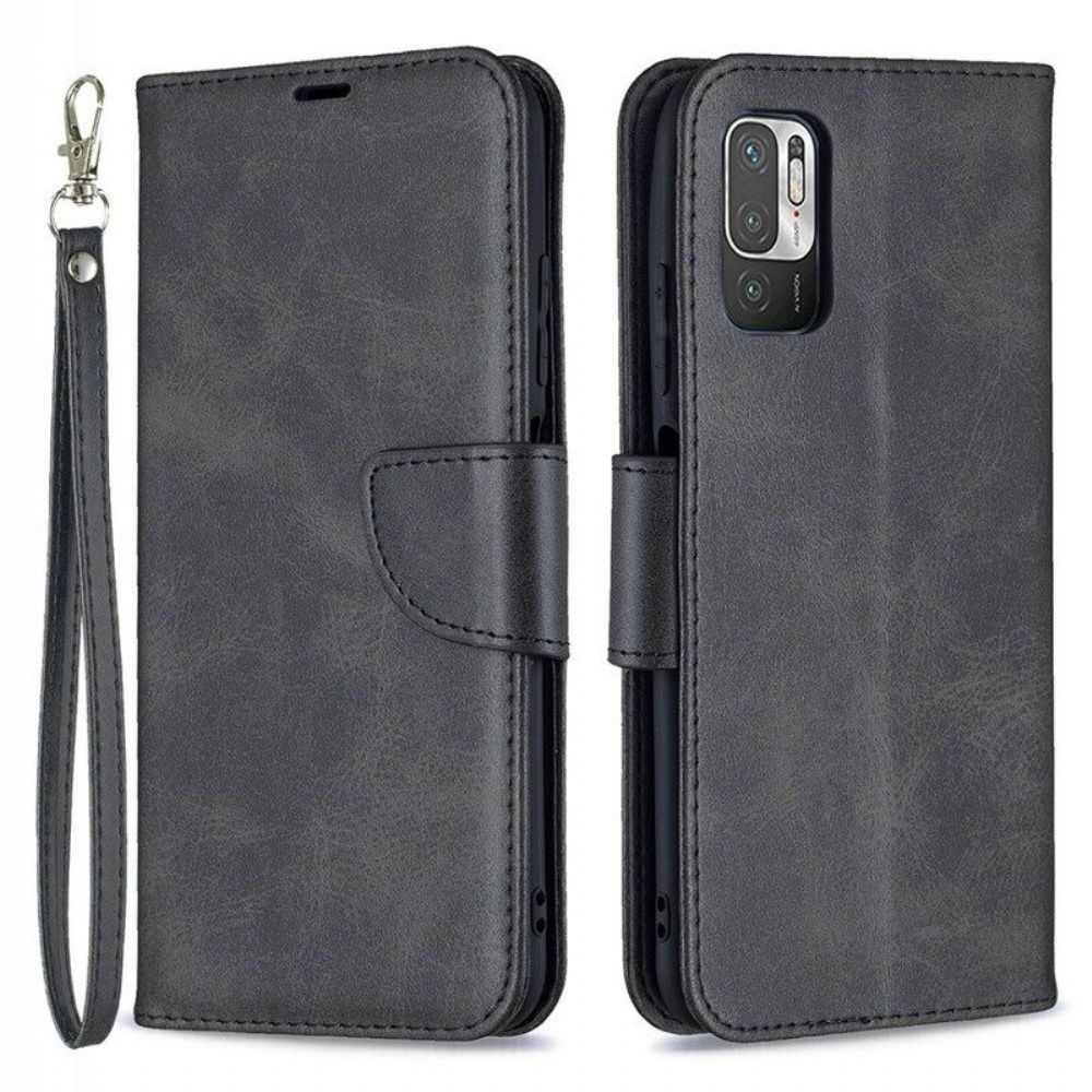 Lederhüllen Für Xiaomi Redmi Note 10 5G Flip Case Glatte Klappe Schräg