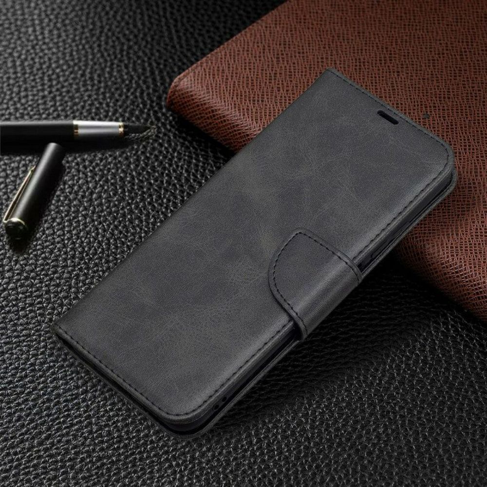 Lederhüllen Für Xiaomi Redmi Note 10 5G Flip Case Glatte Klappe Schräg