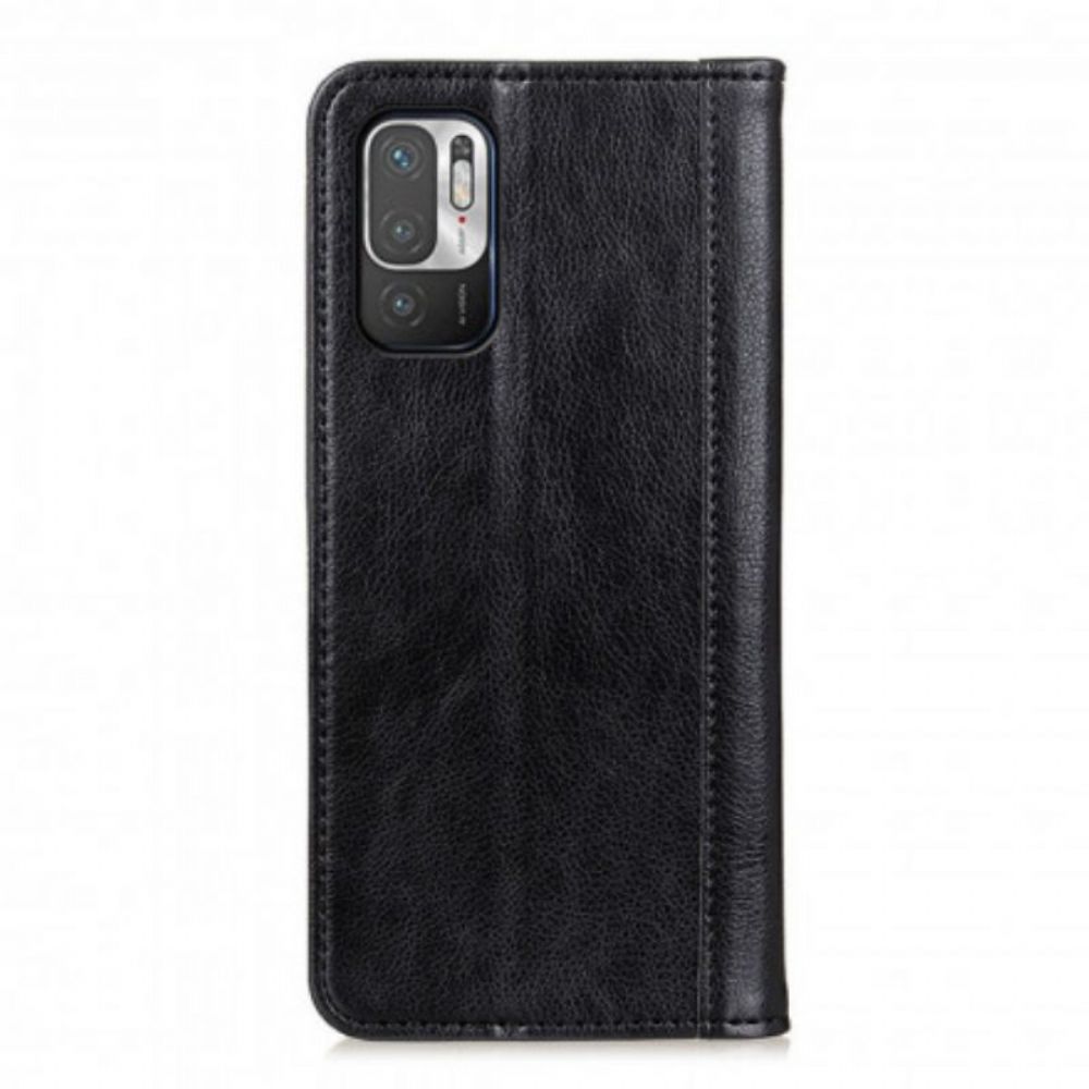 Schutzhülle Für Xiaomi Redmi Note 10 5G Flip Case Version Aus Litschi-spaltleder