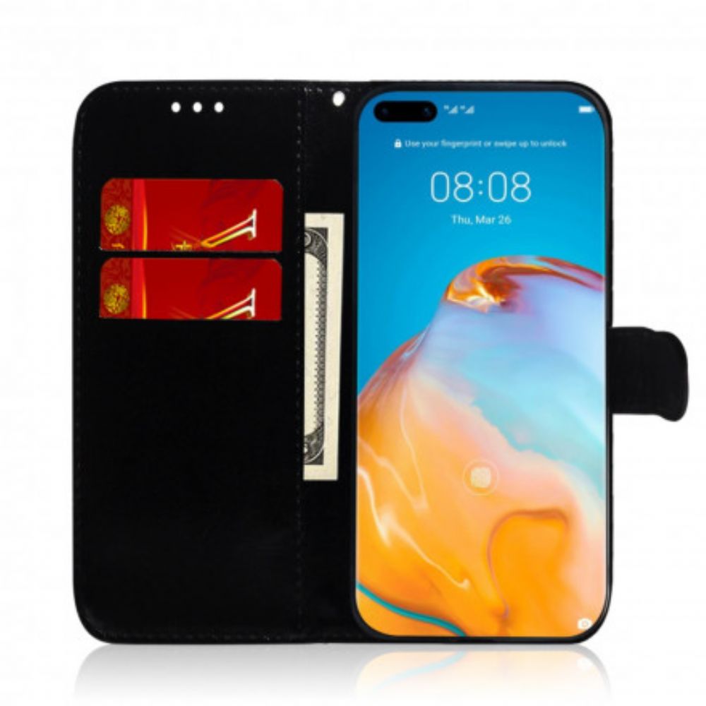 Flip Case Für Huawei P40 Pro Spiegelabdeckung Aus Kunstleder