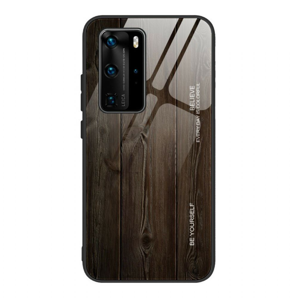 Handyhülle Für Huawei P40 Pro Hartglas Im Holzdesign