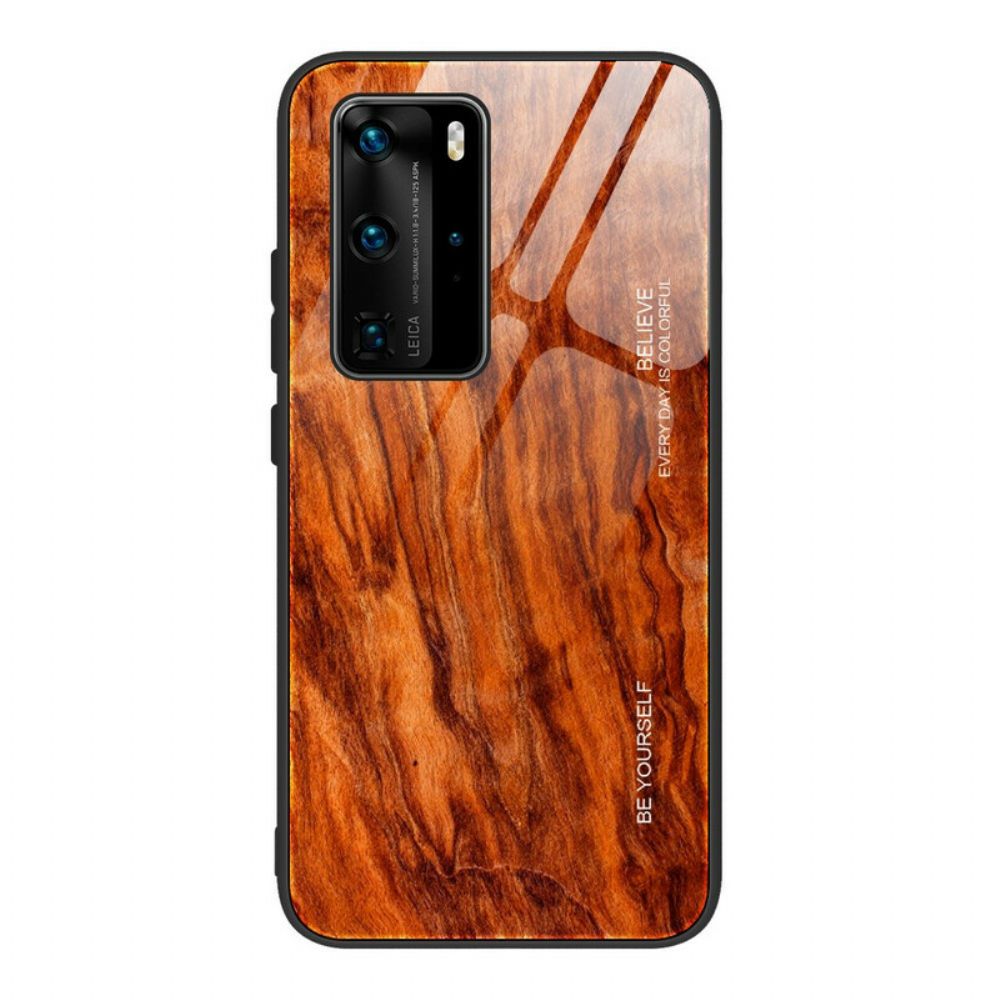 Handyhülle Für Huawei P40 Pro Hartglas Im Holzdesign