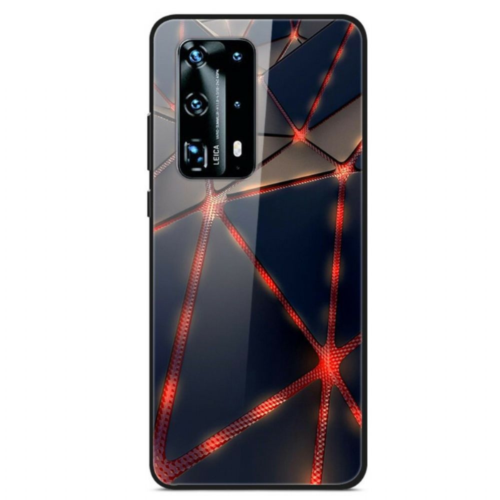 Hülle Für Huawei P40 Pro Gehärtetes Glas Aus Roter Kunstseide