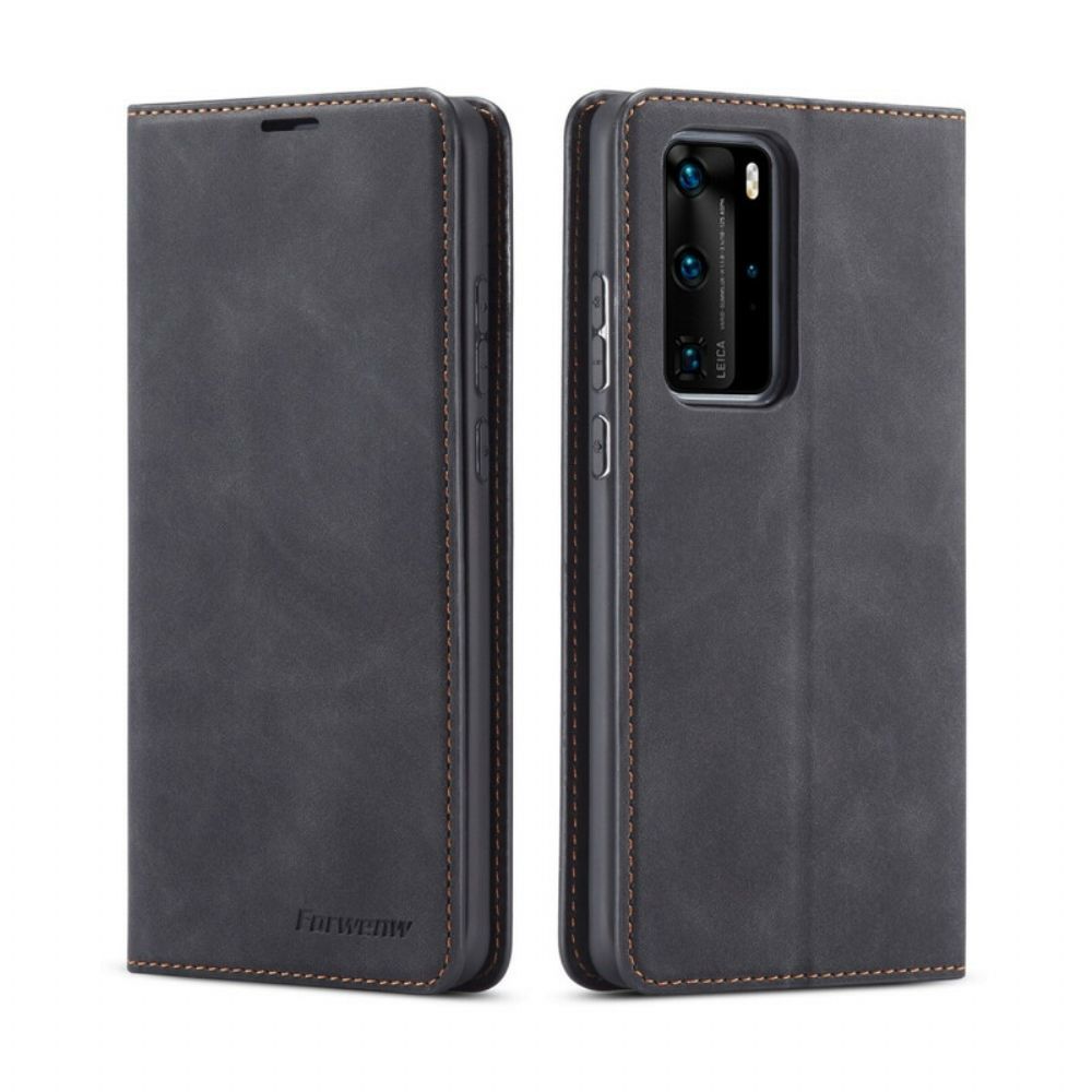 Schutzhülle Für Huawei P40 Pro Flip Case Ledereffekt Vorw