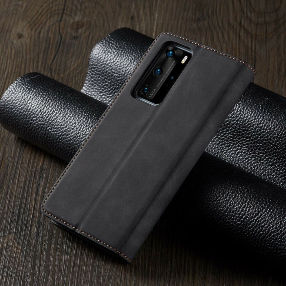 Schutzhülle Für Huawei P40 Pro Flip Case Ledereffekt Vorw