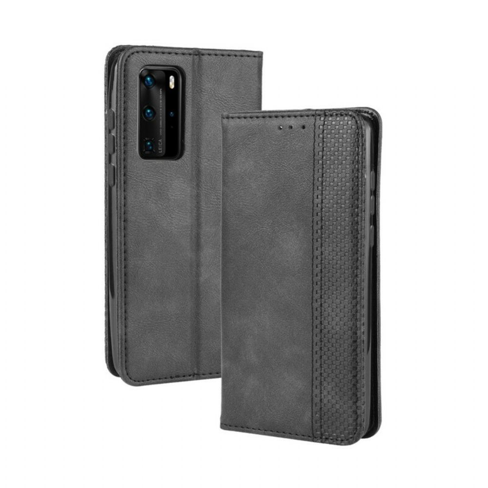 Schutzhülle Für Huawei P40 Pro Flip Case Stilisierter Vintage-ledereffekt