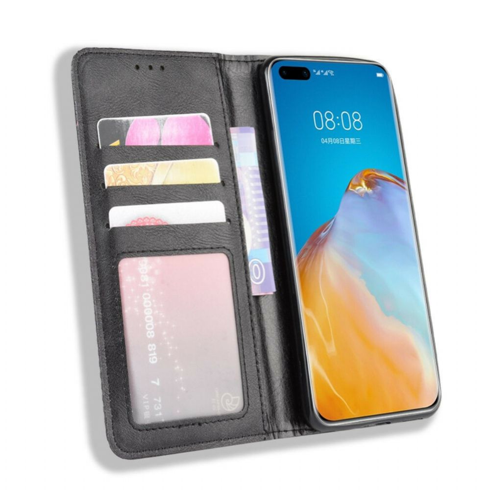 Schutzhülle Für Huawei P40 Pro Flip Case Stilisierter Vintage-ledereffekt