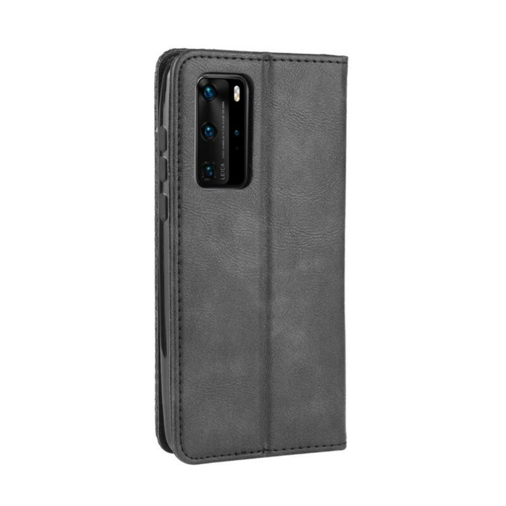 Schutzhülle Für Huawei P40 Pro Flip Case Stilisierter Vintage-ledereffekt