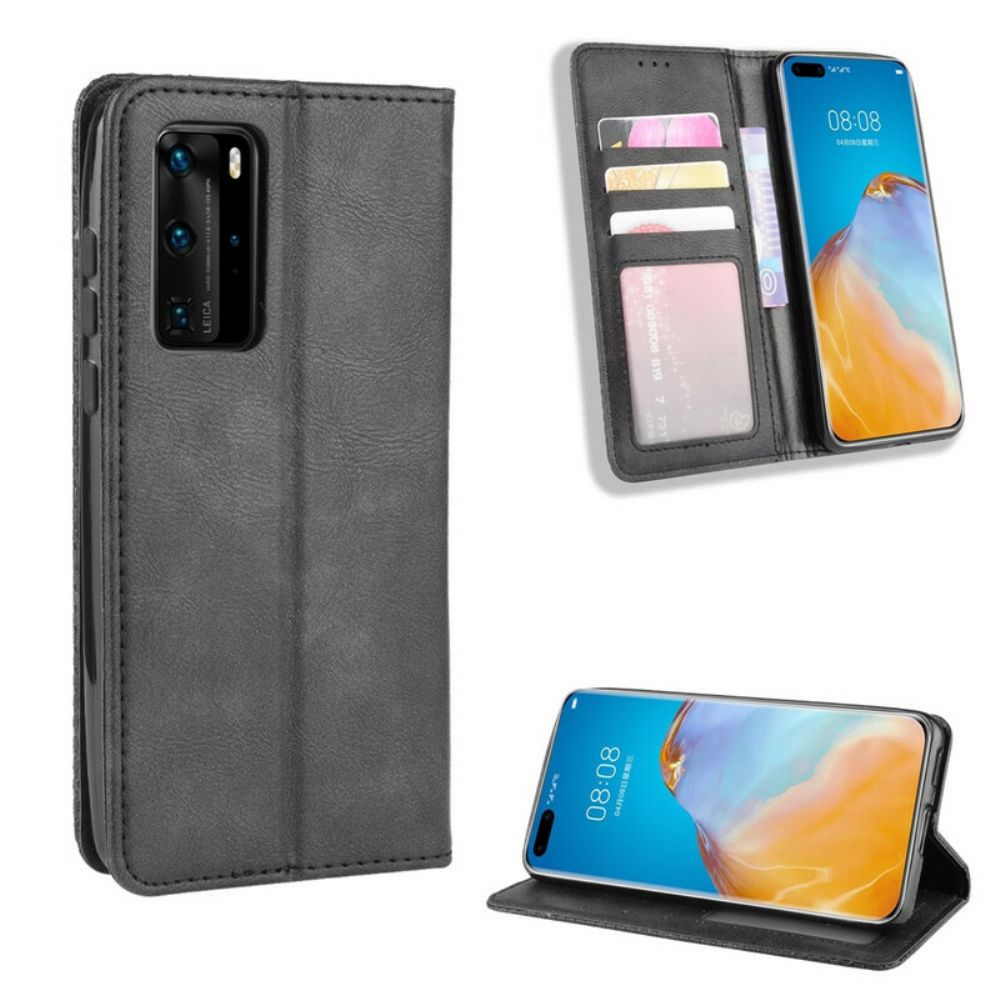 Schutzhülle Für Huawei P40 Pro Flip Case Stilisierter Vintage-ledereffekt