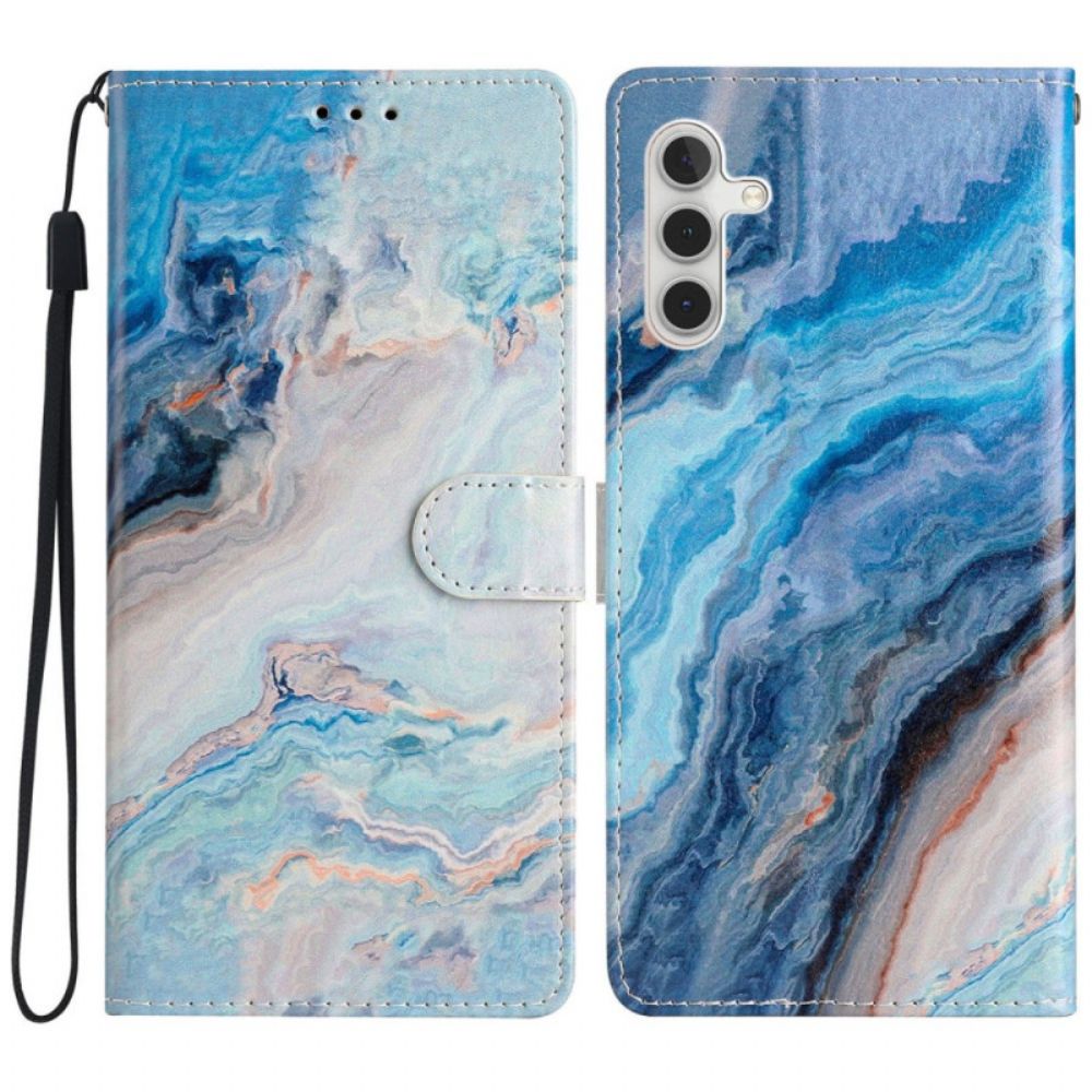 Lederhüllen Samsung Galaxy A16 5g Blaues Marmormuster