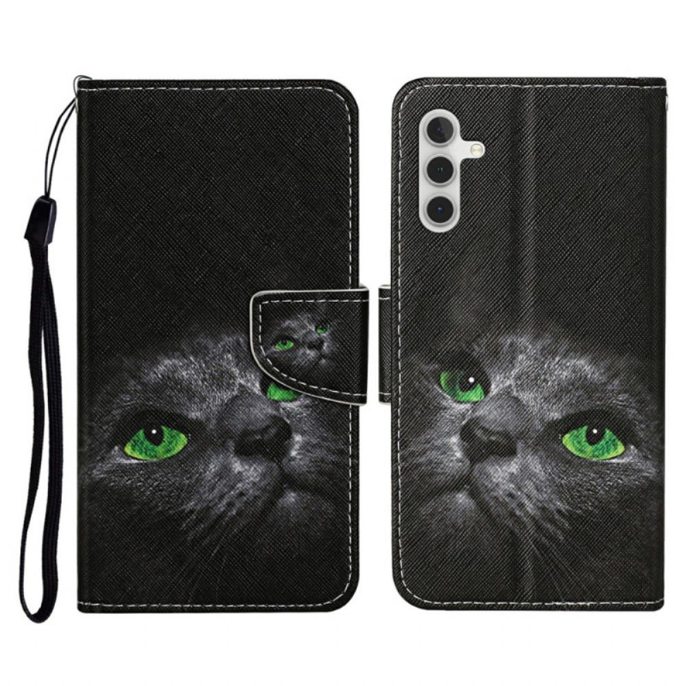 Lederhüllen Samsung Galaxy A16 5g Handyhülle Schwarze Katze