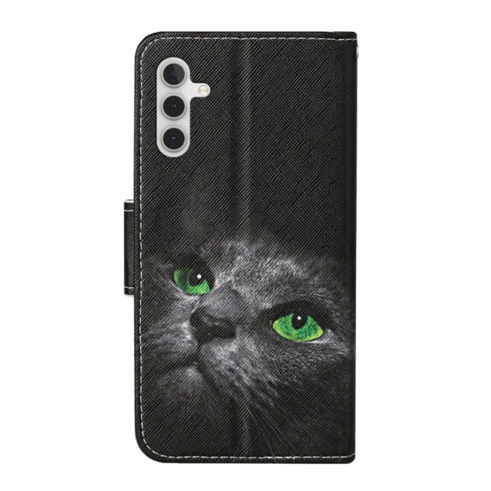 Lederhüllen Samsung Galaxy A16 5g Handyhülle Schwarze Katze