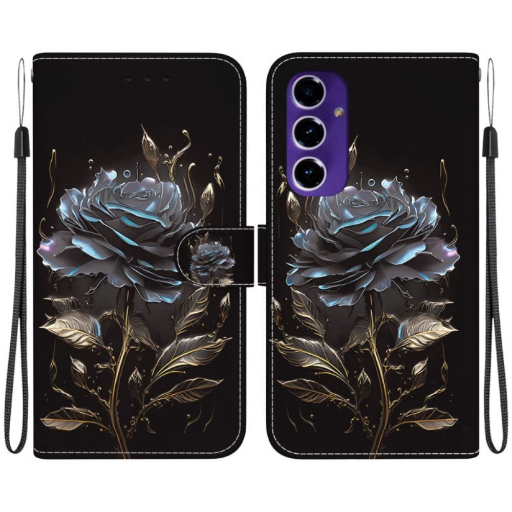 Lederhüllen Samsung Galaxy A16 5g Handyhülle Schwarze Rose