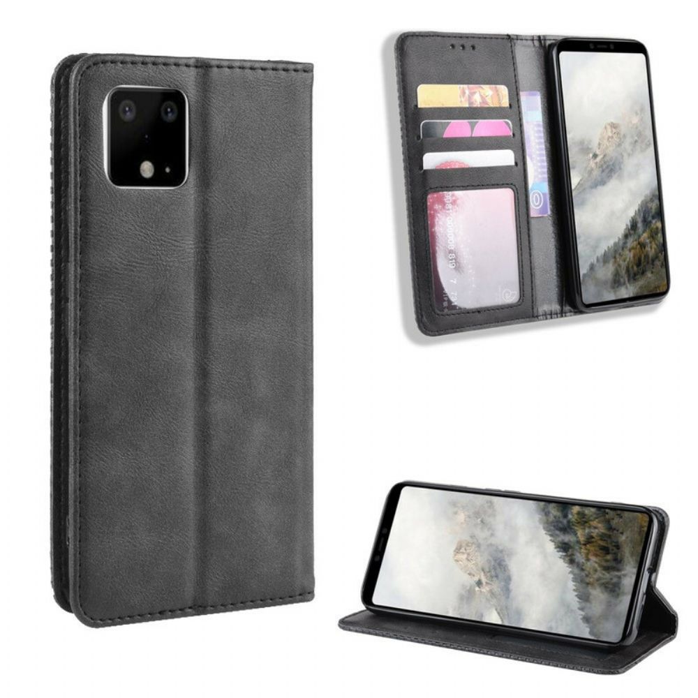 Schutzhülle Für Google Pixel 4 Flip Case Stilisierter Vintage-ledereffekt