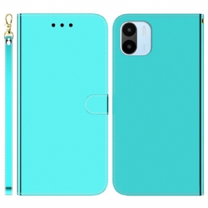 Flip Case Für Xiaomi Redmi A1 Spiegelimitat Aus Leder Mit Riemen