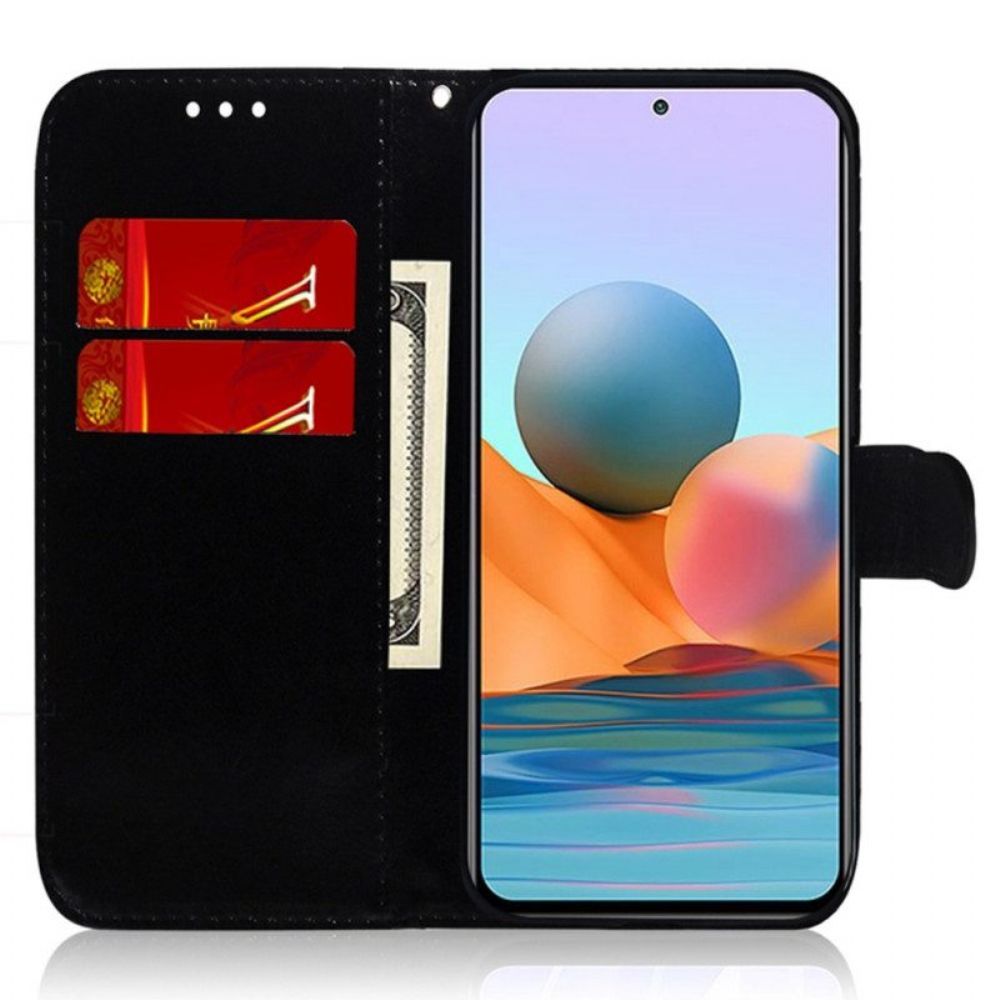 Flip Case Für Xiaomi Redmi A1 Spiegelimitat Aus Leder Mit Riemen