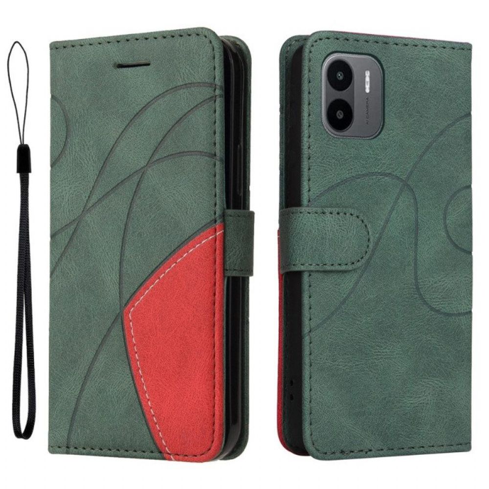 Flip Case Für Xiaomi Redmi A1 Zweifarbiges. Charakteristisches Kunstleder