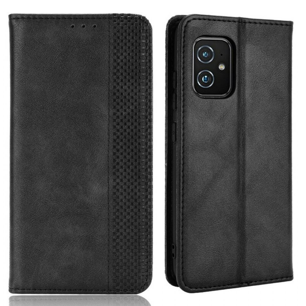 Schutzhülle Für Asus Zenfone 8 Flip Case Stilisierter Vintage-ledereffekt