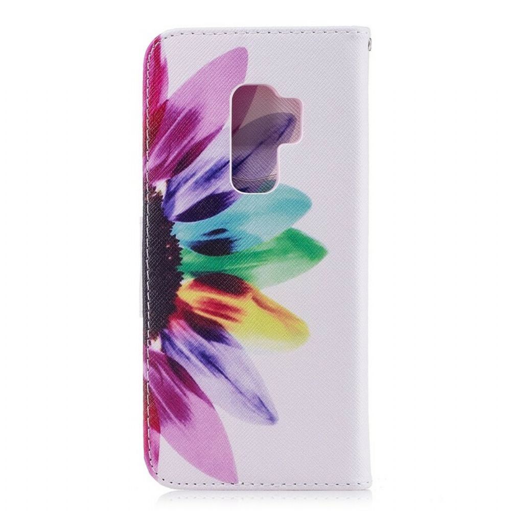 Flip Case Für Samsung Galaxy S9 Plus Aquarell Blume