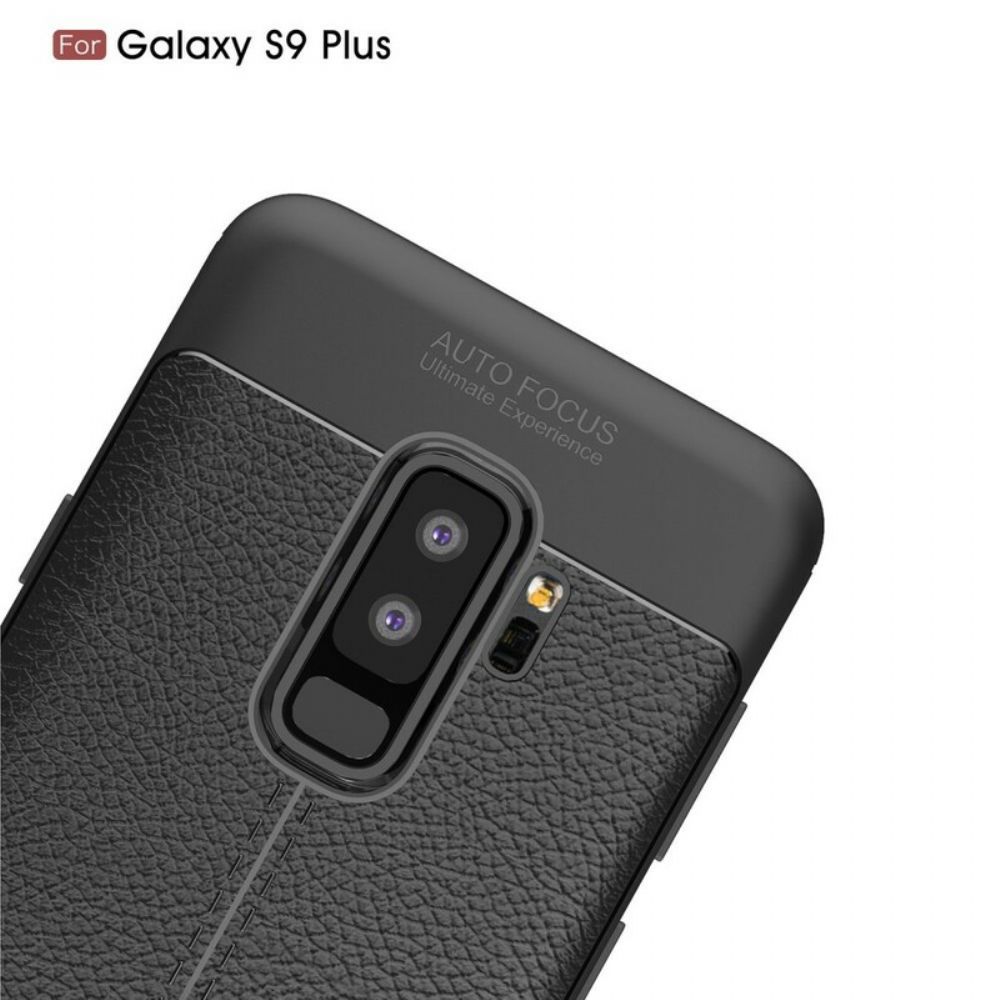 Hülle Für Samsung Galaxy S9 Plus Doppellinie Litschi-leder-effekt