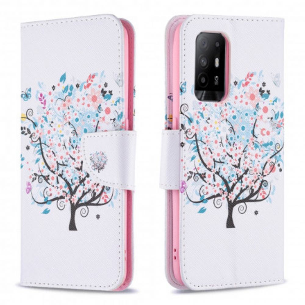 Flip Case Für Oppo A94 5G Blumiger Baum