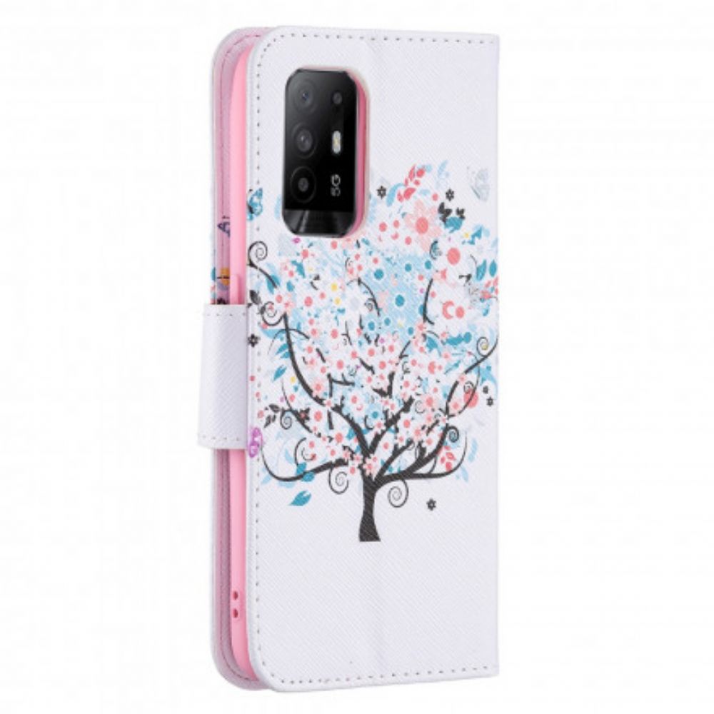 Flip Case Für Oppo A94 5G Blumiger Baum