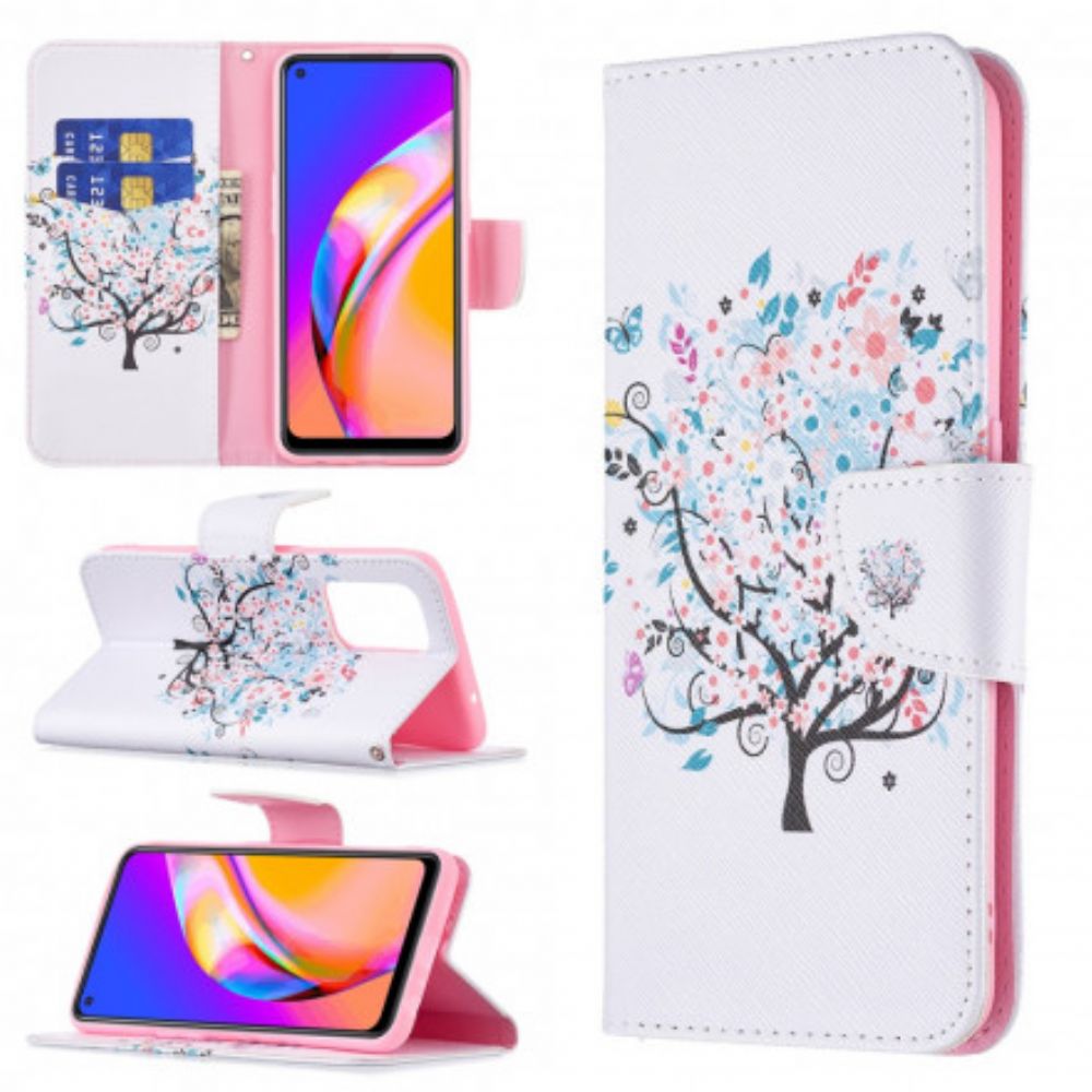 Flip Case Für Oppo A94 5G Blumiger Baum