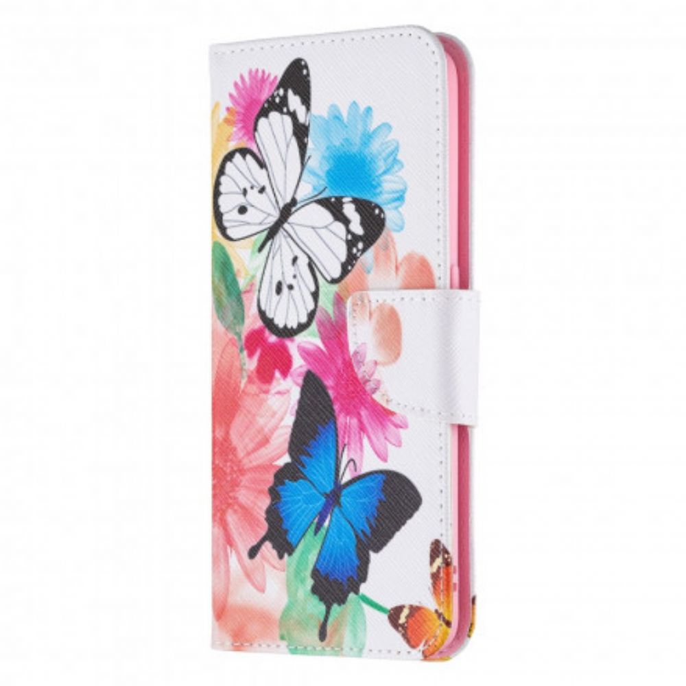 Flip Case Für Oppo A94 5G Gemalte Schmetterlinge Und Blumen