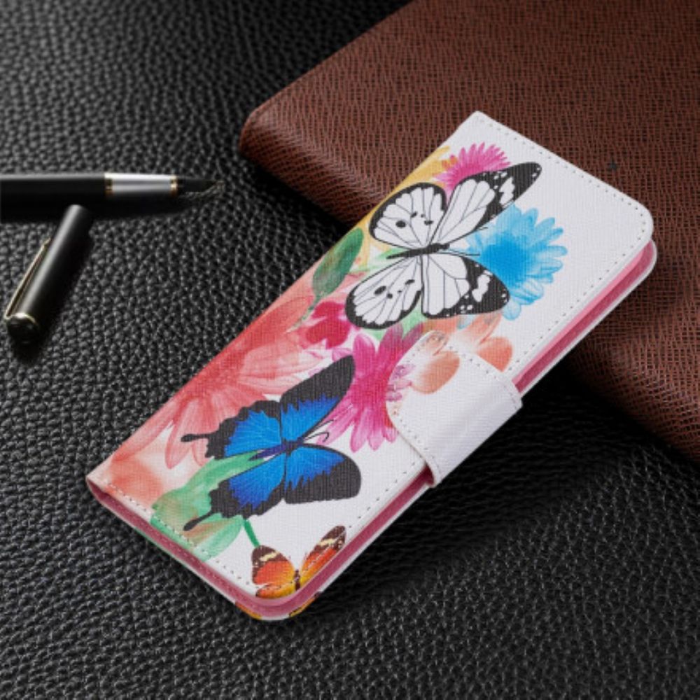 Flip Case Für Oppo A94 5G Gemalte Schmetterlinge Und Blumen